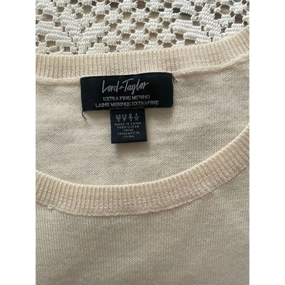 Lord & Taylor Crew Neck Merino Wool Small Sweater Old Money Classic Preppy - Picture 4 of 8